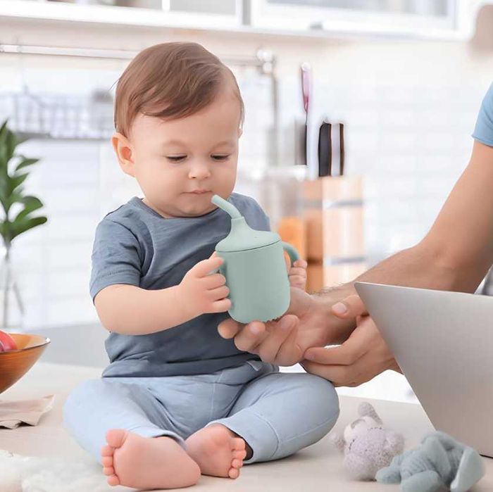 PANDAEAR zestaw kubeczków silikonowych ze słomką do nauki picia