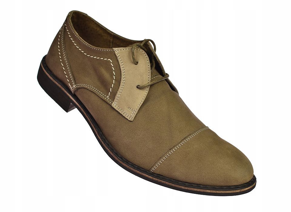 Półbuty męskie skórzane eleganckie sportowe Polskie M90 roz. 41