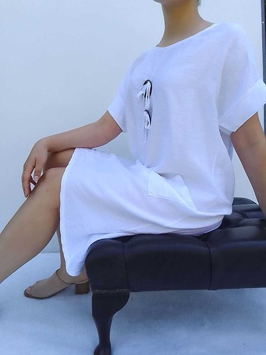 Nowa  z metką Biała asymetryczna swobodna sukienka oversize S M L XL