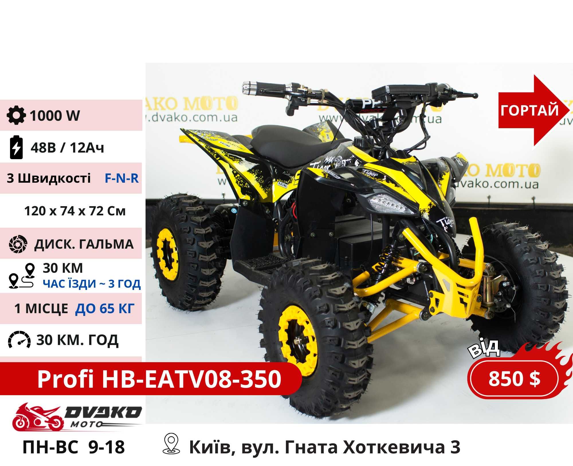 Дитячі / Підліткові Електро Квадроцикли 800w 1000w 1500w Великий Вибір