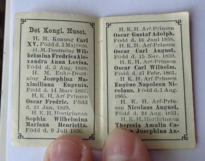 Szwedzki kieszonkowy kolekcjonerski kalendarzyk z roku 1870-zobacz