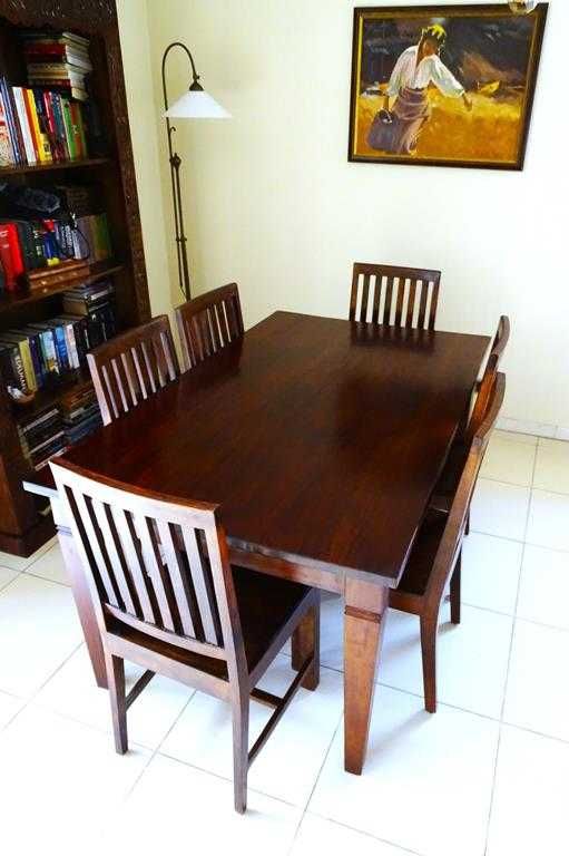 Stół drewniany indyjski 160x100 i 6 stylowych krzeseł z AlmiDecor