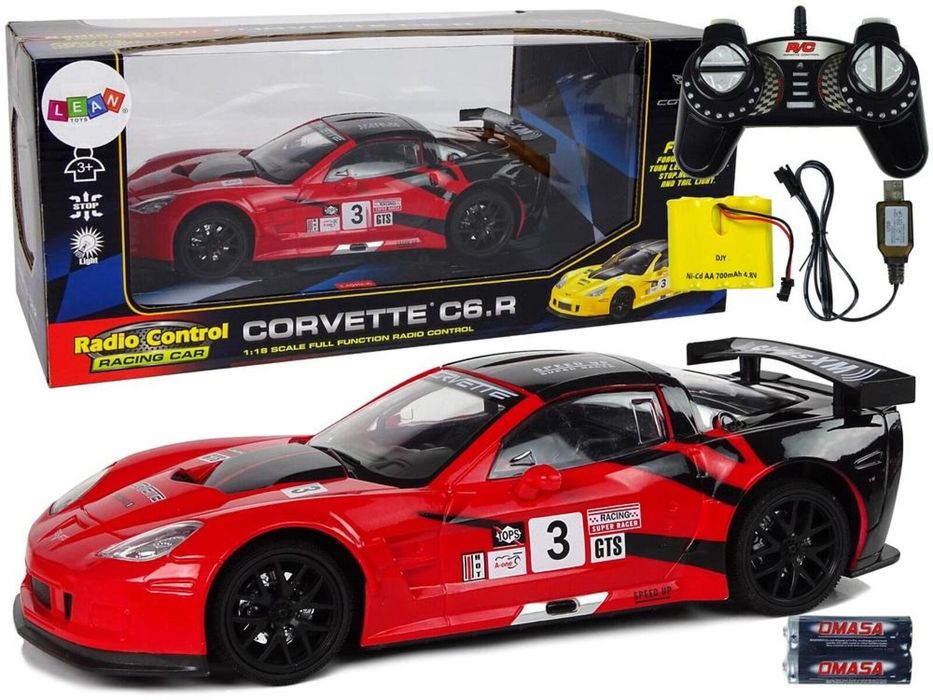 Corvette C6.R 1:18 zdalnie sterowane czerwone pudełko,180x375 mm