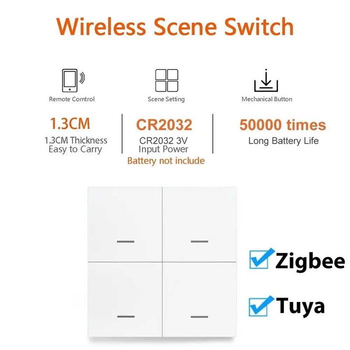 Pilot scen / 4 przyciski/ 3 x klik / włącznik / przycisk / Zigbee/Tuya