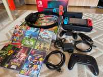 Nintendo Switch V2 Zestaw 7 Gier + Pro Controller + 128GB + RingFit