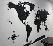 Premium drewniana mapa świata 3d 170x100cm, czarny mat