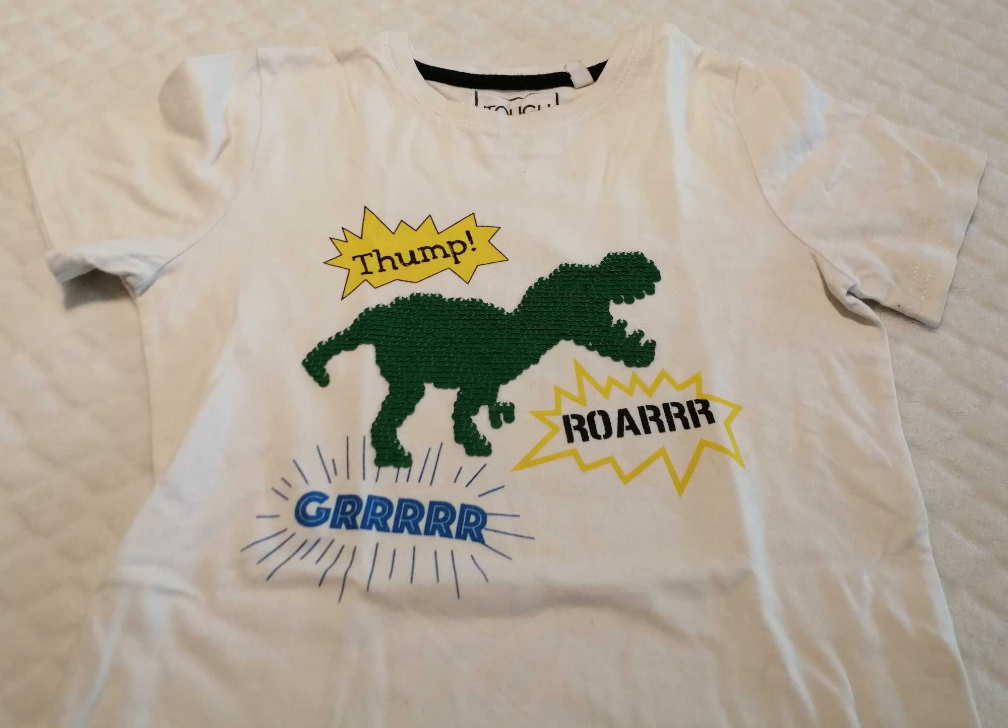 Koszulka, krótki rękaw, T-shirt, dinozaur, cekiny, 116, C&A (Odzież)