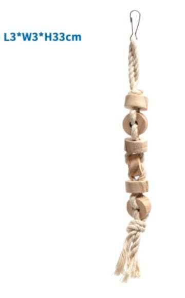 Brinquedo de Corda de Madeira para Pássaros – 33 cm