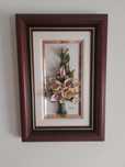 Conjunto de 3 quadros flores em porcelana