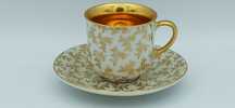 Porcelana Czechy JSK STRUŹNA Karlowy Wary DUO MOKKA Złocona