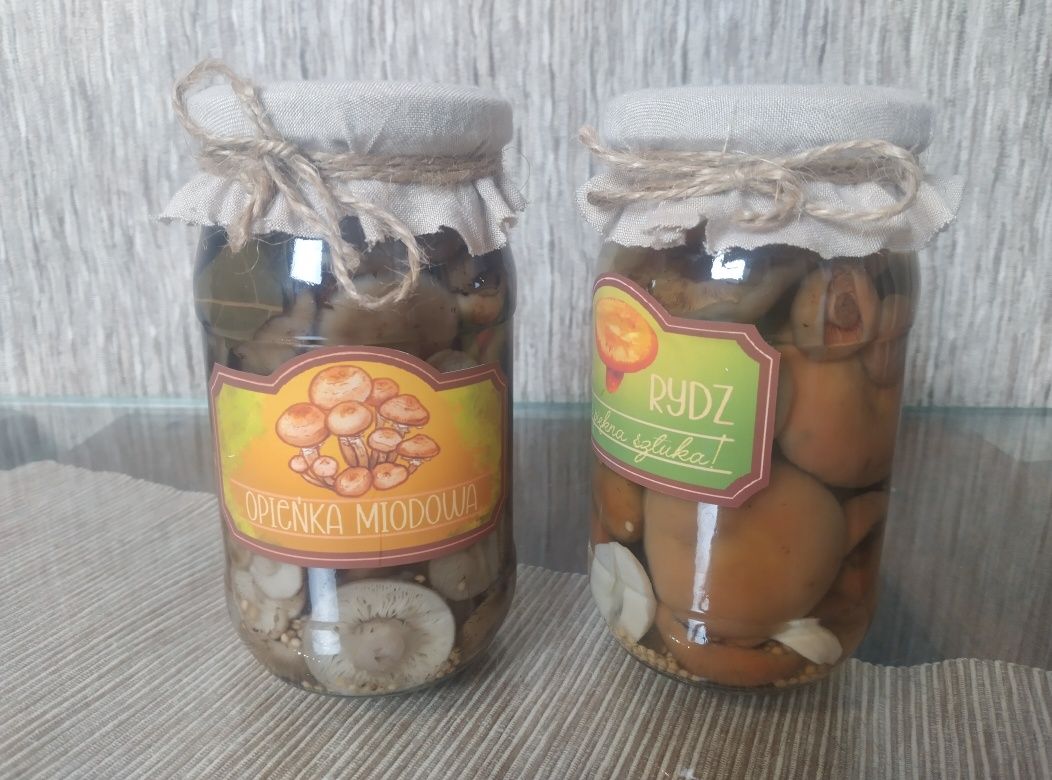 Grzyby marynowane borowiki rydze opieńki