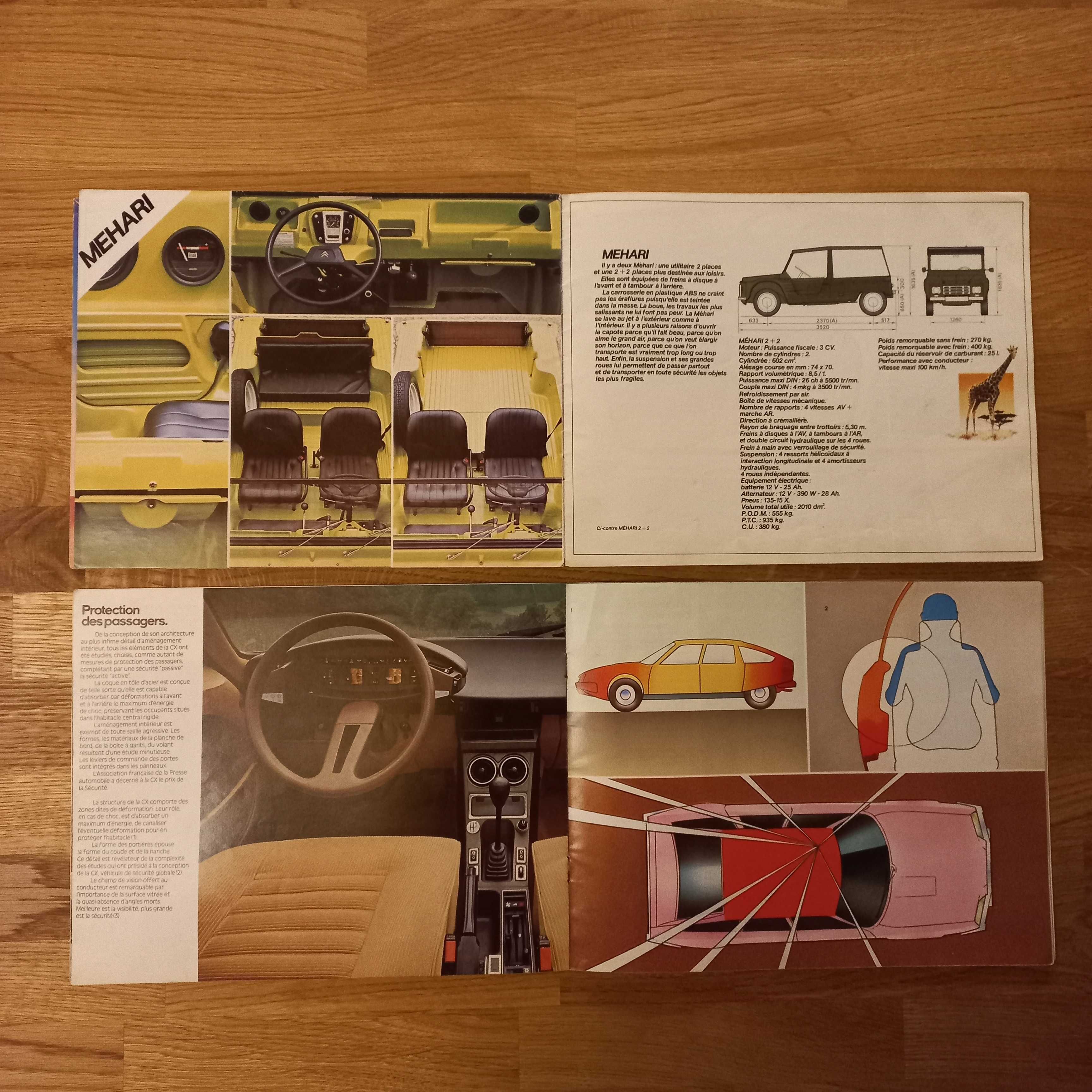 CITROEN unikalny zestaw prospektów z połowy lat 70' CX, GS, LN, Mehari