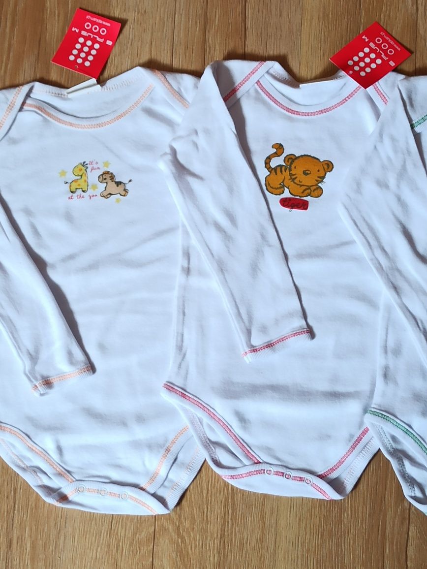 Nowe 4pak body z długim rękawem bawełna r. 92 cm