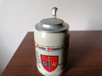 Kolekcjonerski, ceramiczny kufel z cynową klapką "Mombris"