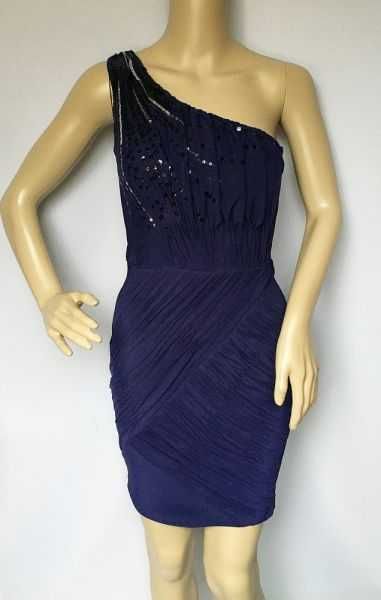 Sukienka NOWA Granatowa Cekiny XS 34 Lipsy London