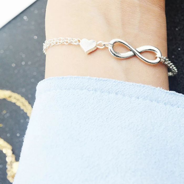 Pulseira bracelete amor infinito cor prata - nova