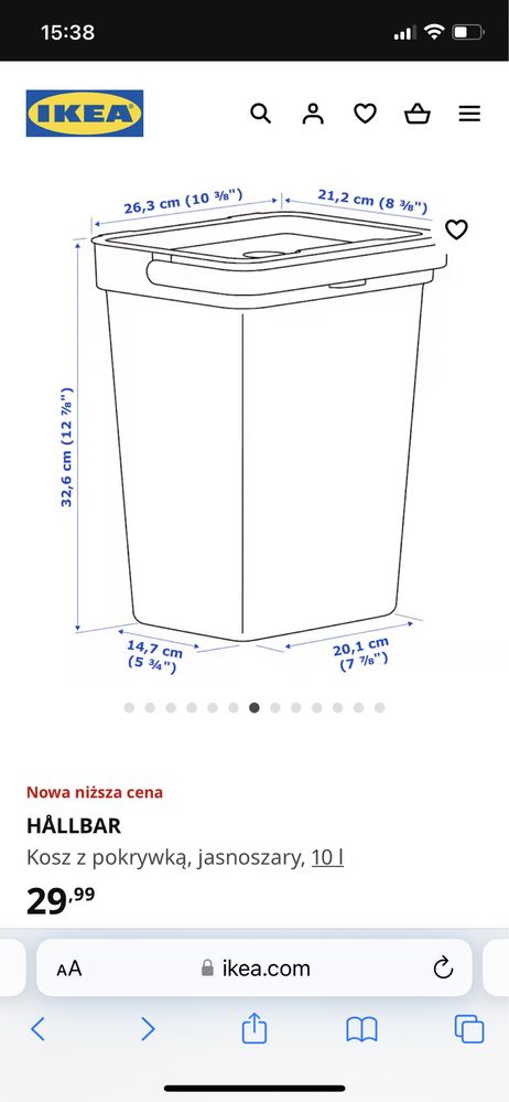 HALLBAR dwa kosze na śmieci IKEA