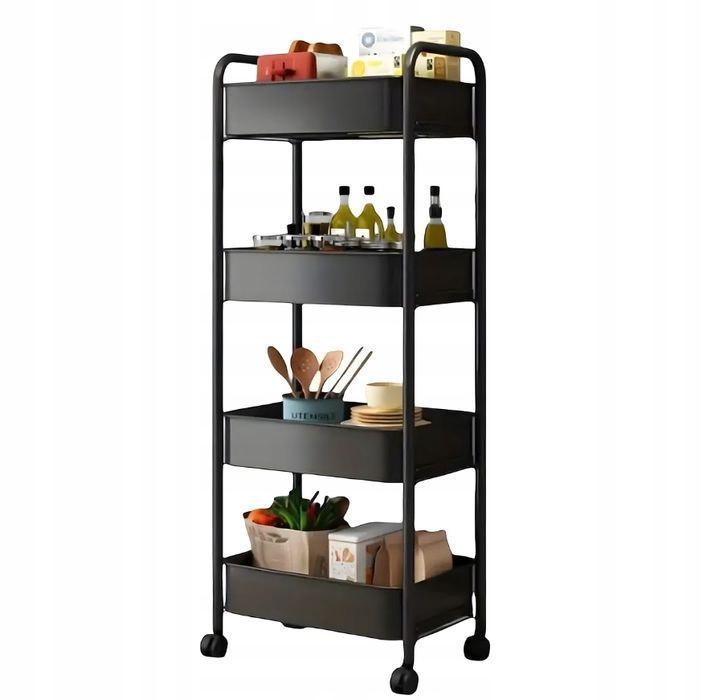 Półka Łazienkowa Na Kółkach 4 Poziomy Mobilna Szafka Kuchenna