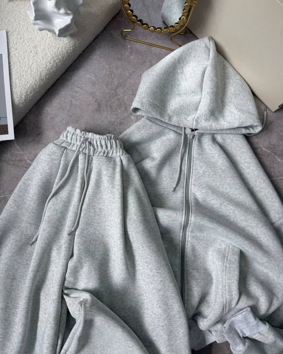 Жіночий обьемний спортивний костюм (Худі-зіп + Штани)
