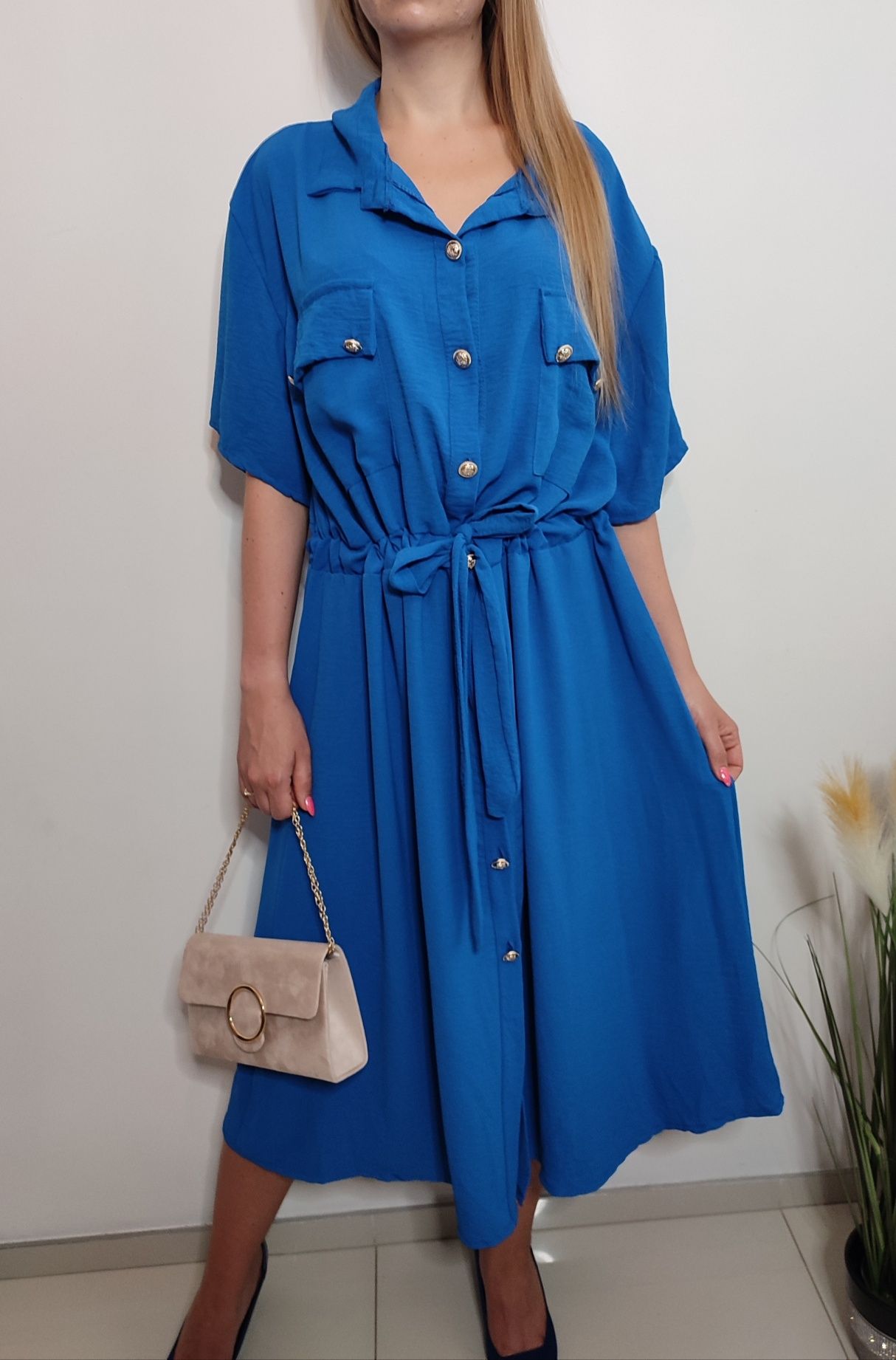 Sukienka plus size 4xl 5xl wiskoza wyszczuplająca