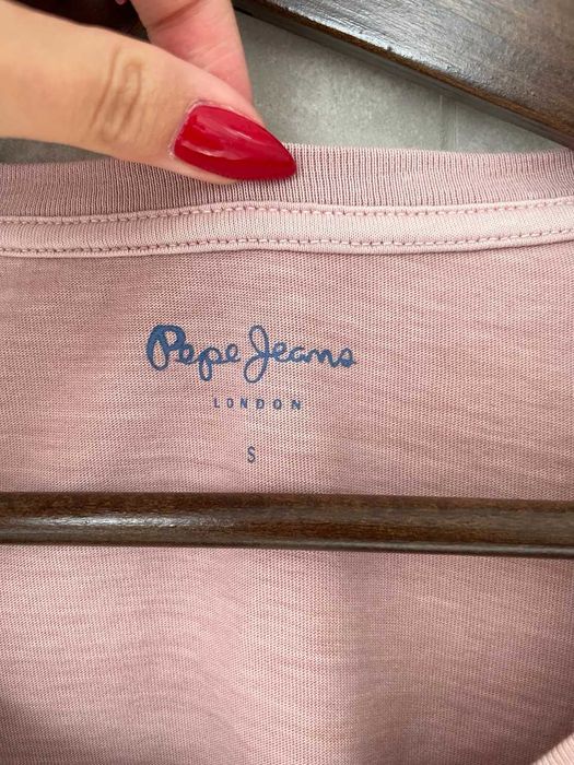 NOWA z metką koszulka tshirt bluzka Pepe Jeans S 36 pudrowy róż różowy