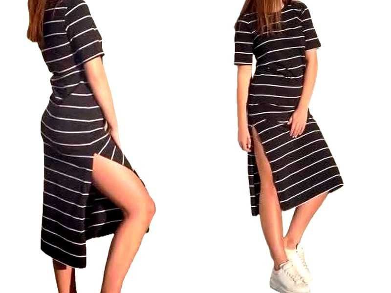 Project Runway lemonada sukienka paski midi rozporek