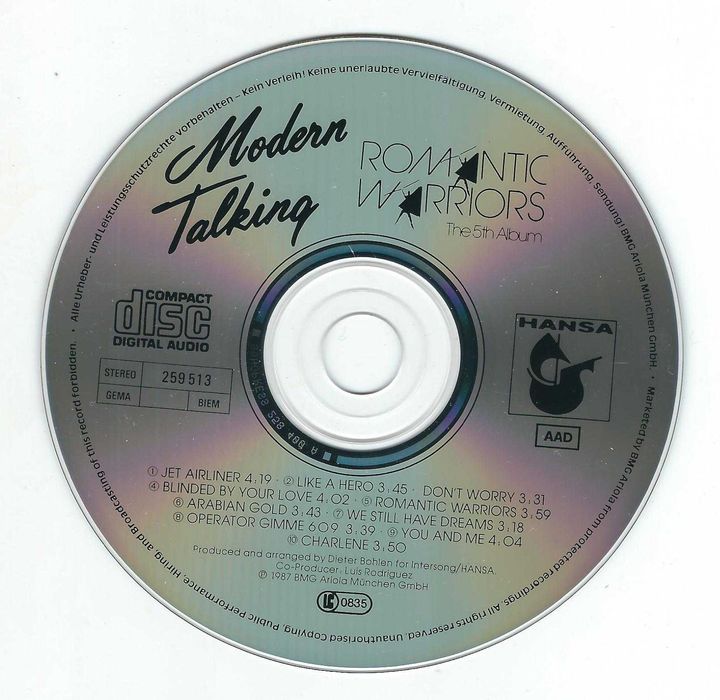 CD Modern Talking - Romantic Warriors-The 5th Album (1987) (Hansa)