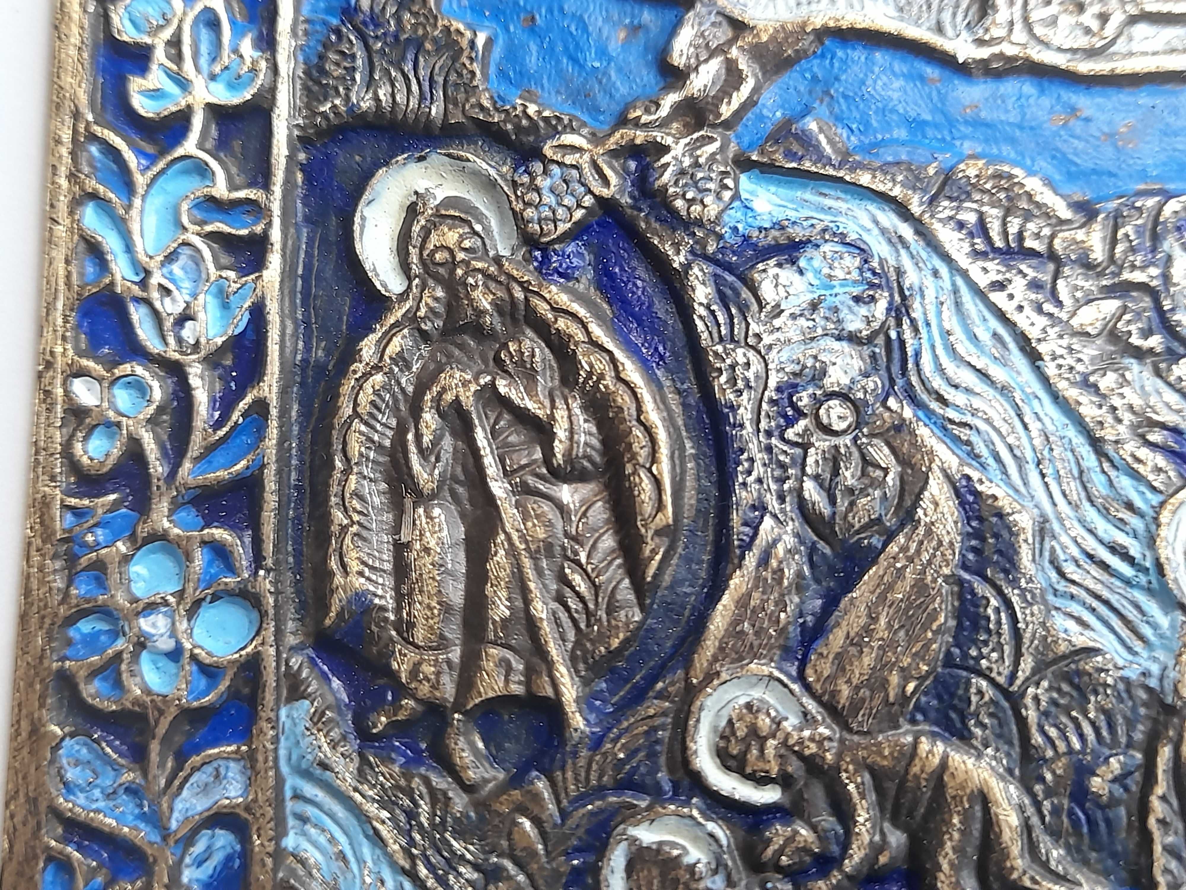Ikona prawosławna Wniebowzięcie Eliasza (mosiądz malowany, 13 cm)