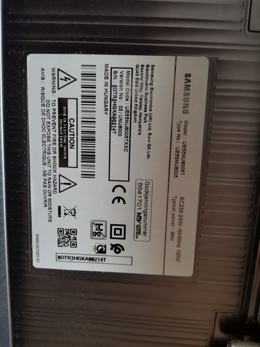 Samsung 4KUHD TV UE55NU8005TXXC para peças