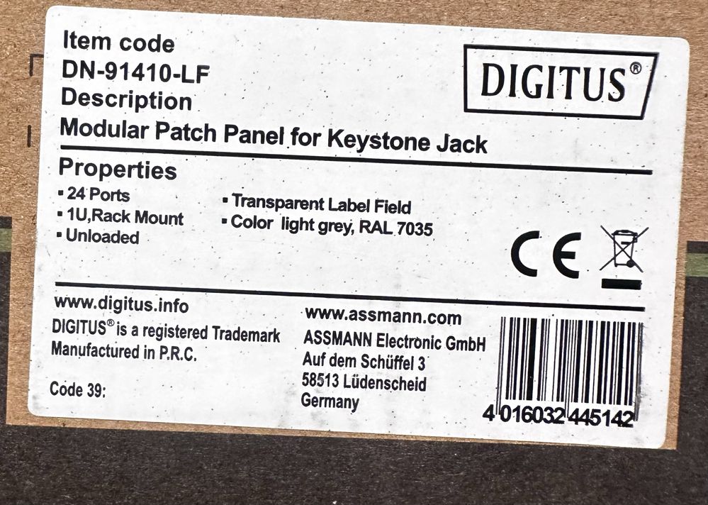 Keystony cat. 6. + patch panel Digitus (24 porty)