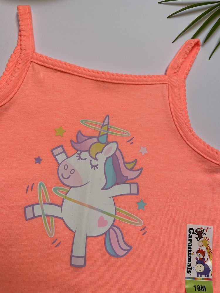 86 Garanimals letnie body na ramiączkach jednorożec nadruk neon nowe