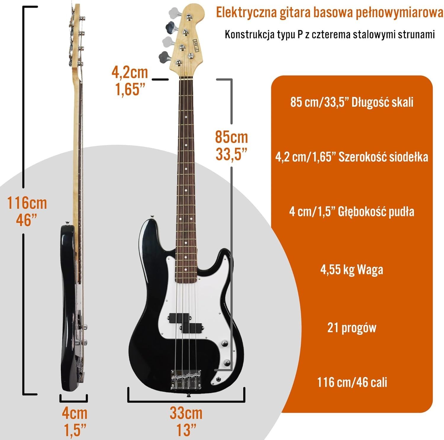 Gitara basowa elektryczna (4/4) dla początkujących