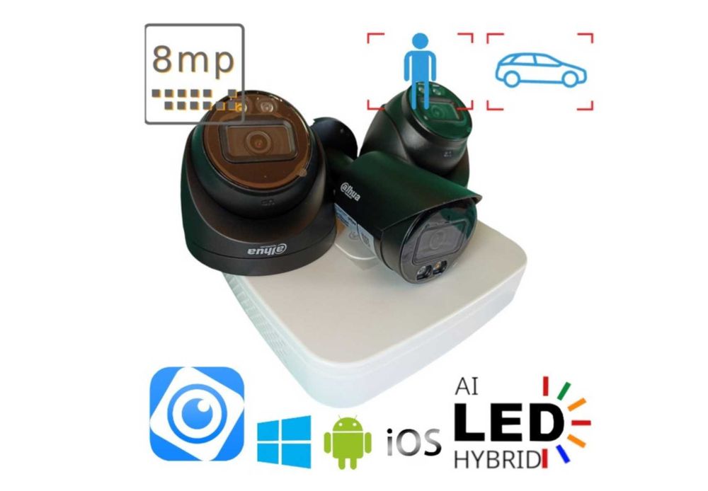 Комплект видео наблюдения видеонаблюдения 1 2 4 8 камер 4k 8Мпикс