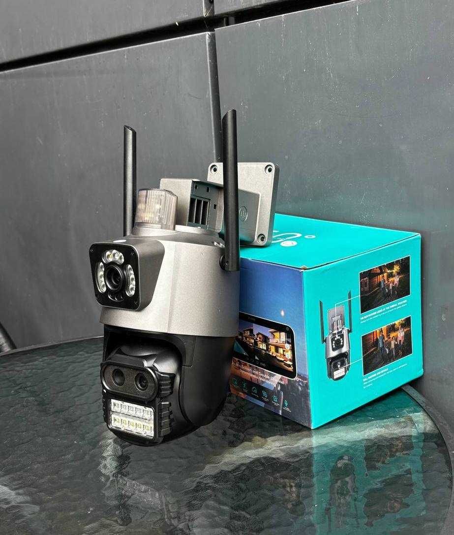 Тройная WiFi 12МП Умная Камера Видеонаблюдения вай фай iCsee уличная