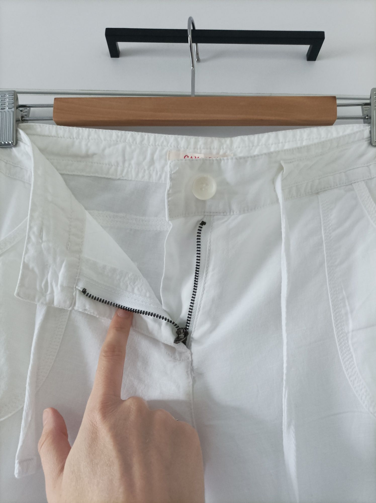 Białe spodnie len bawełna Camaieu rozmiar 42