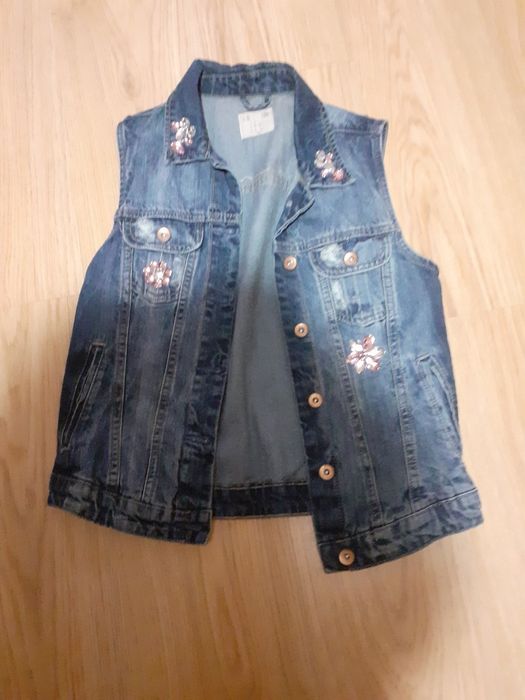 Colete de ganga com lantejoulas rosa