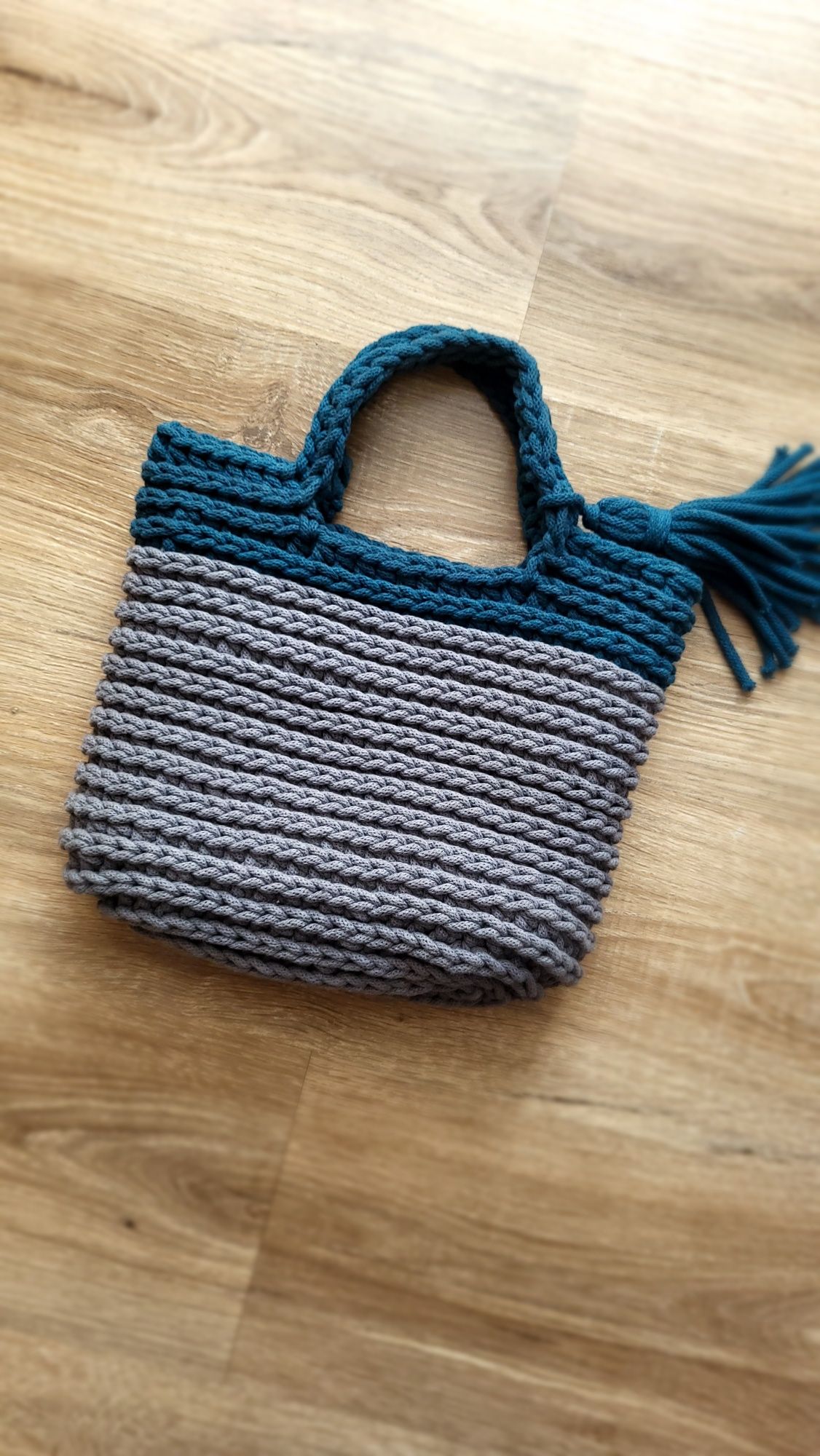 Torba torebka szydełko pleciona ze sznurka handmade rękodzieło