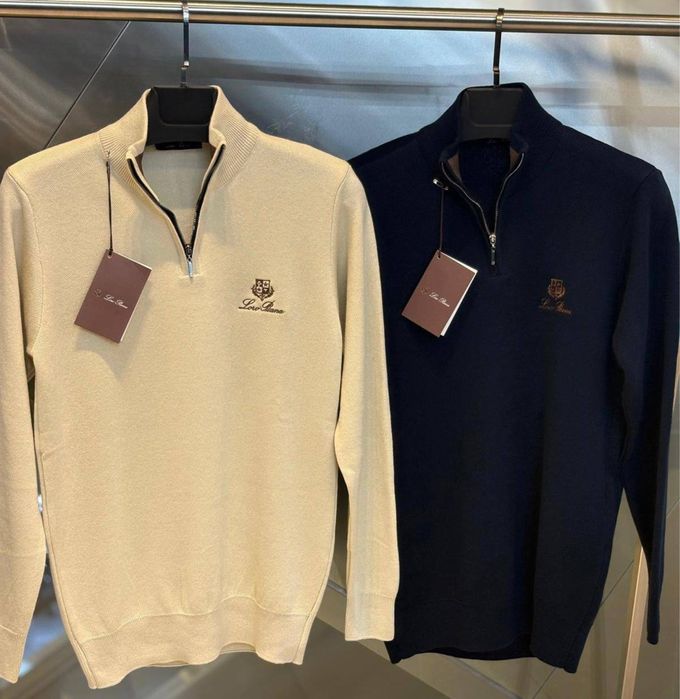 NEW Чоловічий напівгольф Loro Piana S,M,L,XL,2XL беж/синій/молочний