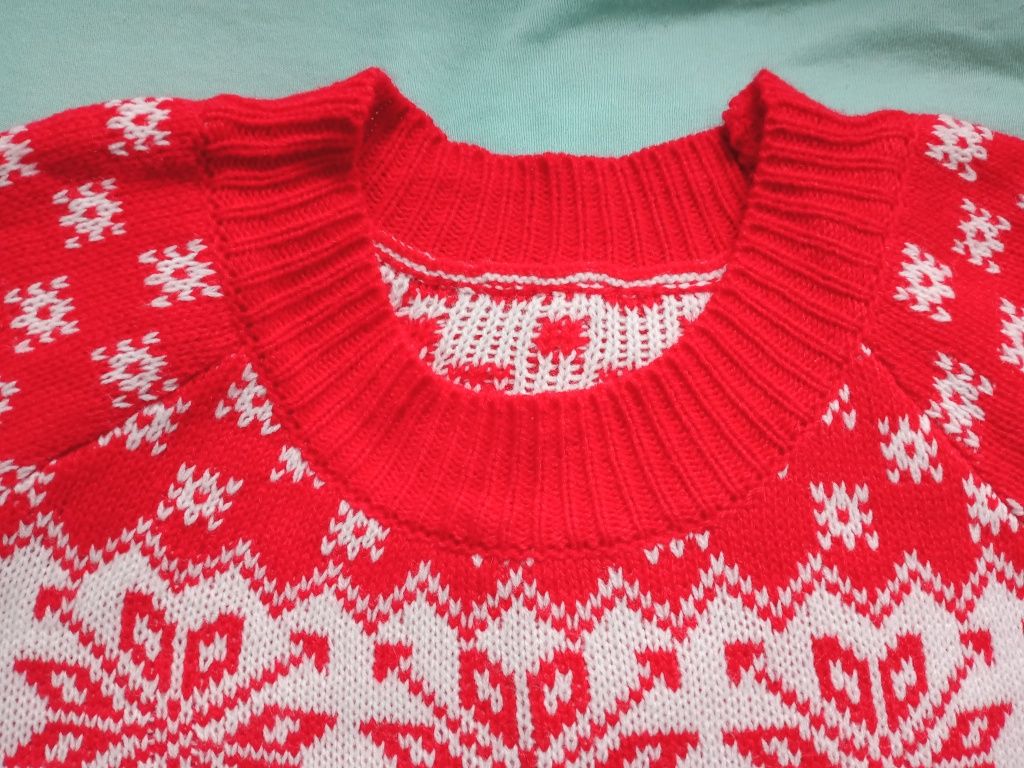 Sweterek zimowy świąteczny damski sniezynki S/M