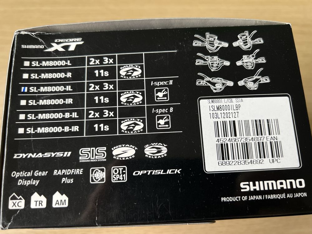 Manetka Shimano Deore XT SL-M8000-IL lewa 2/3 rzędy I-Spec II NOWA