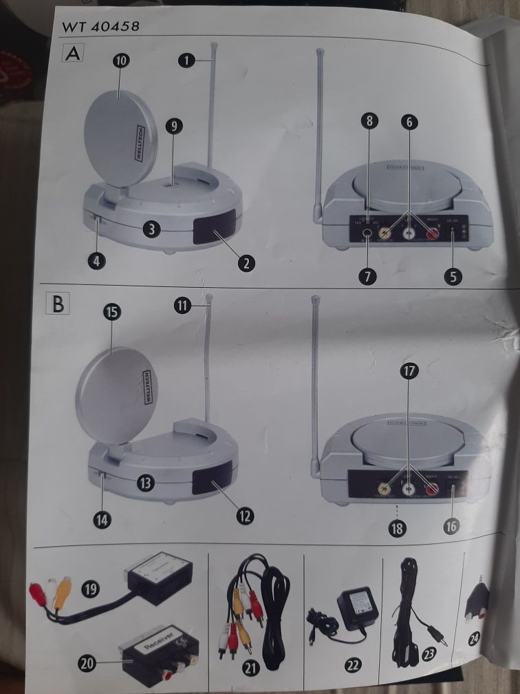 Zestaw do transmisji WELLTECH WT 40458 nadajnik odbiornik