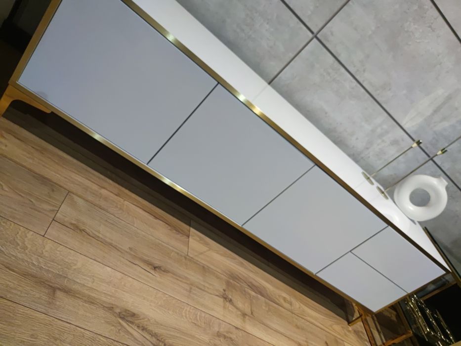 RTV szafka komoda Glamour biało złota połysk Ikea home design 180.szer