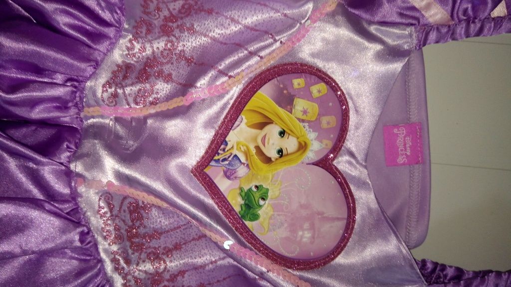 Vestido princesa Disney Rapunzel 5/6 anos e sapatos