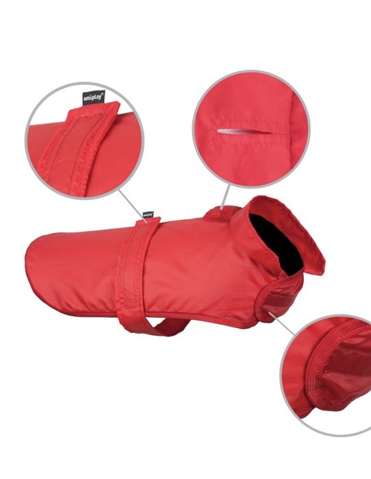 amiplay Bristol Pelerynka przeciwdeszczowa 38 cm czerwona dla psa