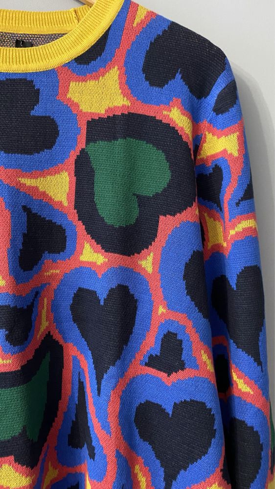 Sweter w serca styl vintage koloriwy we wzory bawełniany modny