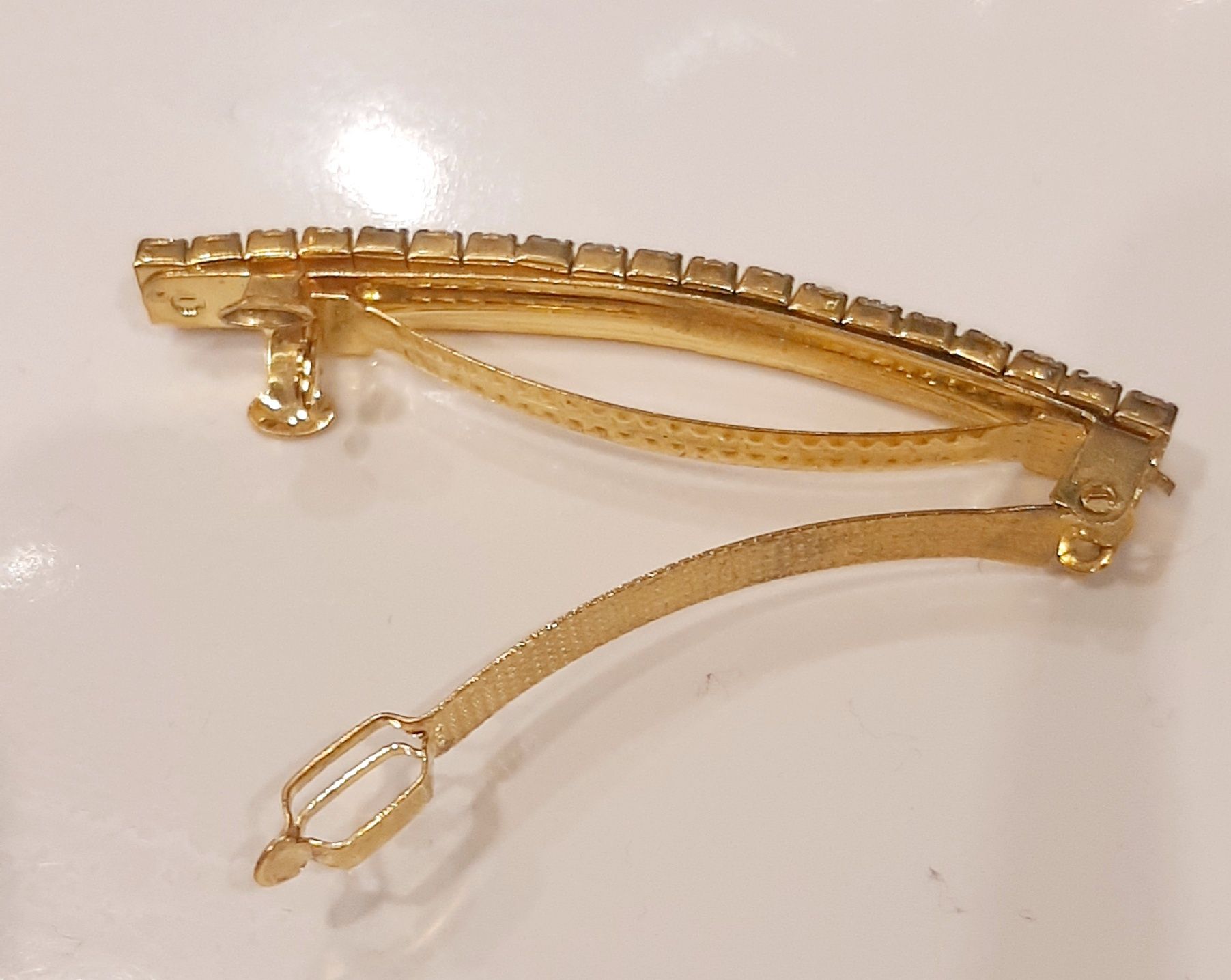 Nowa luksusowa spinka klamra do włosów złoto i krysztalki