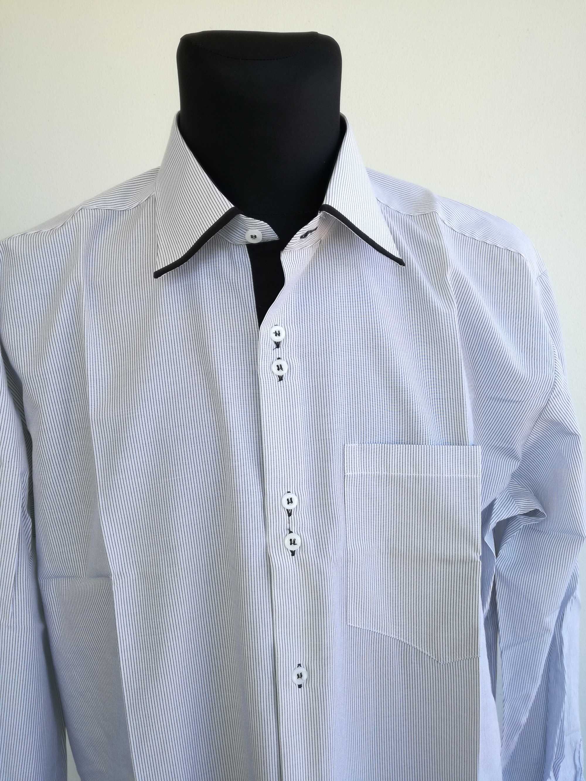 Koszula męska nowa 43-44 rozmiar z metką 176-182 wzrost biała w  paski