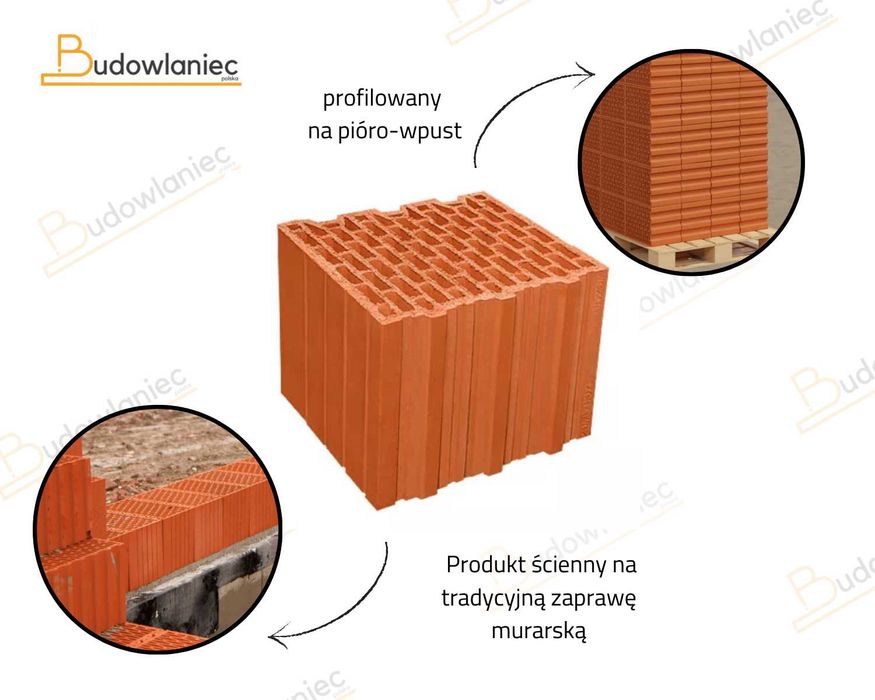 Pustak ceramiczny porotherm LEIER 30 P+W PLAN szlif dost. Kraków HDS