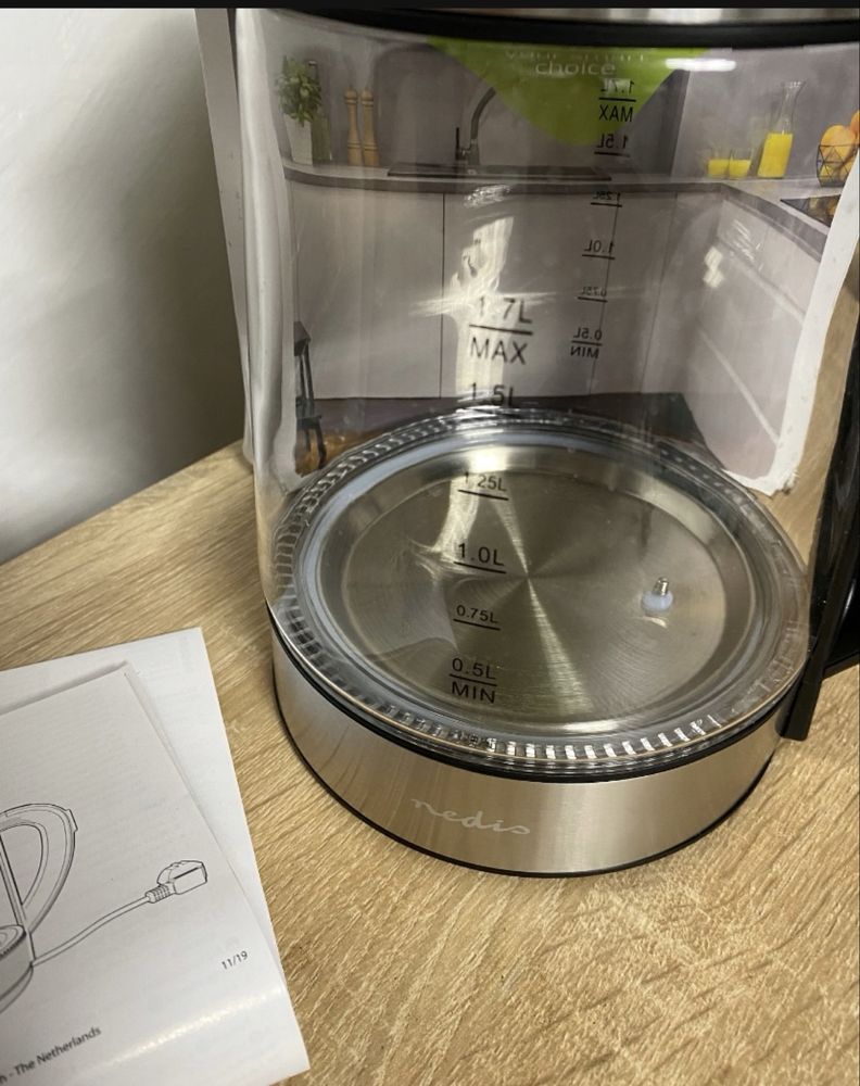 Czajnik elektryczny Nedis 2200 W 1,7 l przezroczysty
