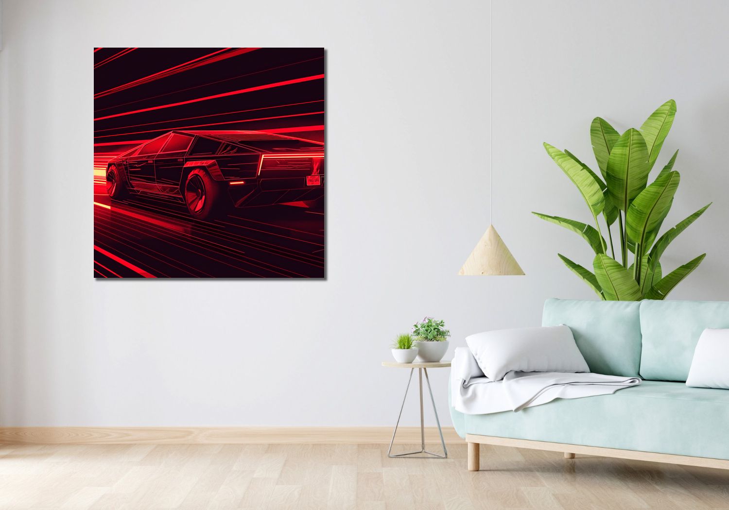 Obraz 100x100cm Prędkość w Czerwonym Neonie